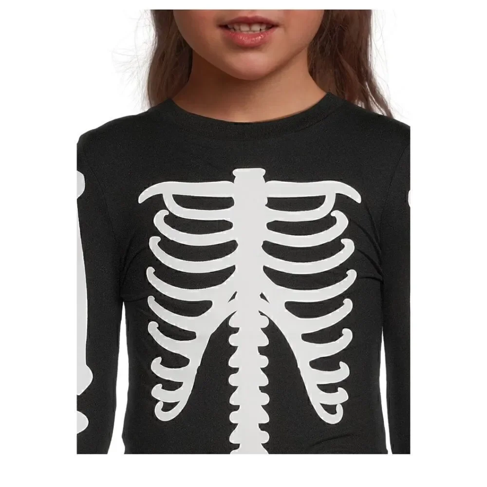 Nwt Kids Glow In The Dark Halloween Skeleton 2 Piece Pajama Set
